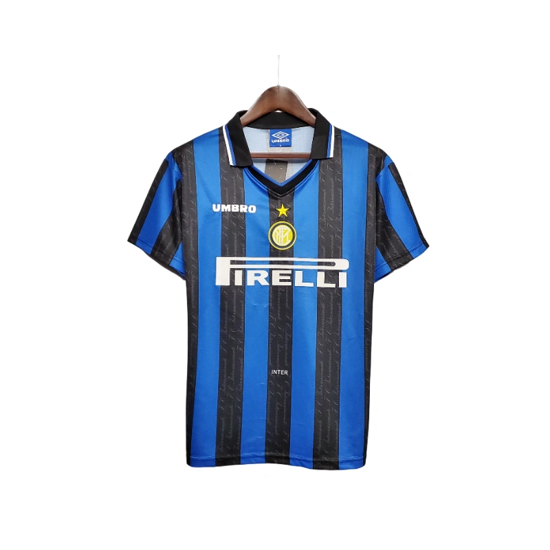Inter Home 1997-1998 Vintage Shirt Ronaldo Era - Nero e Blu
